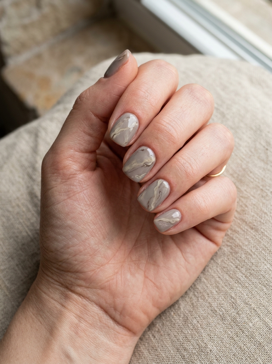 Taupe Marble Nails als Marmor Nägel Ideen Inspiration 2026